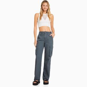 Bershka Adjustable Straight Fit Cargo Pants - Blue/Gray woman Size US 4